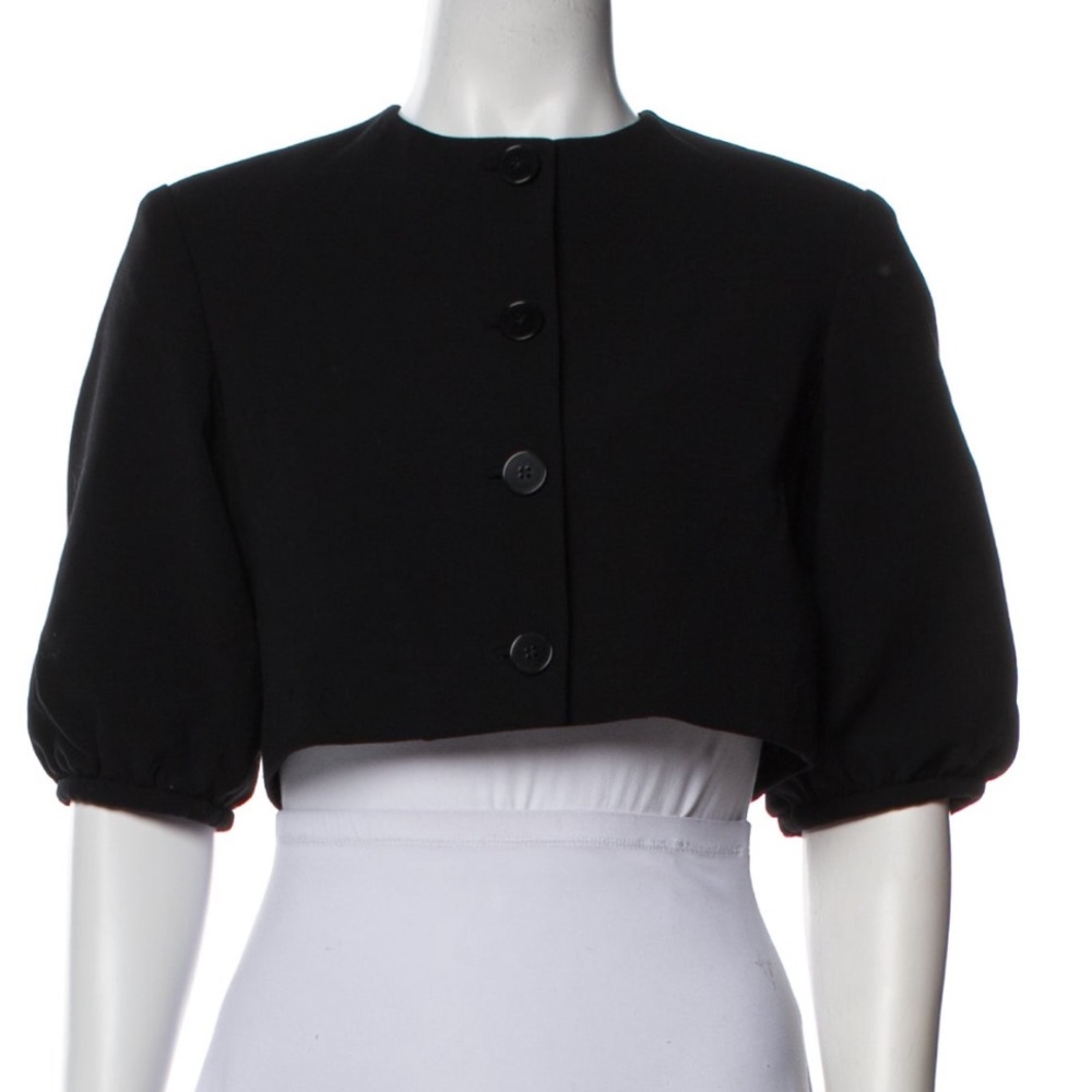 RALPH LAUREN Stretchy Wool Cropped Button Up Jacket Black sz 2